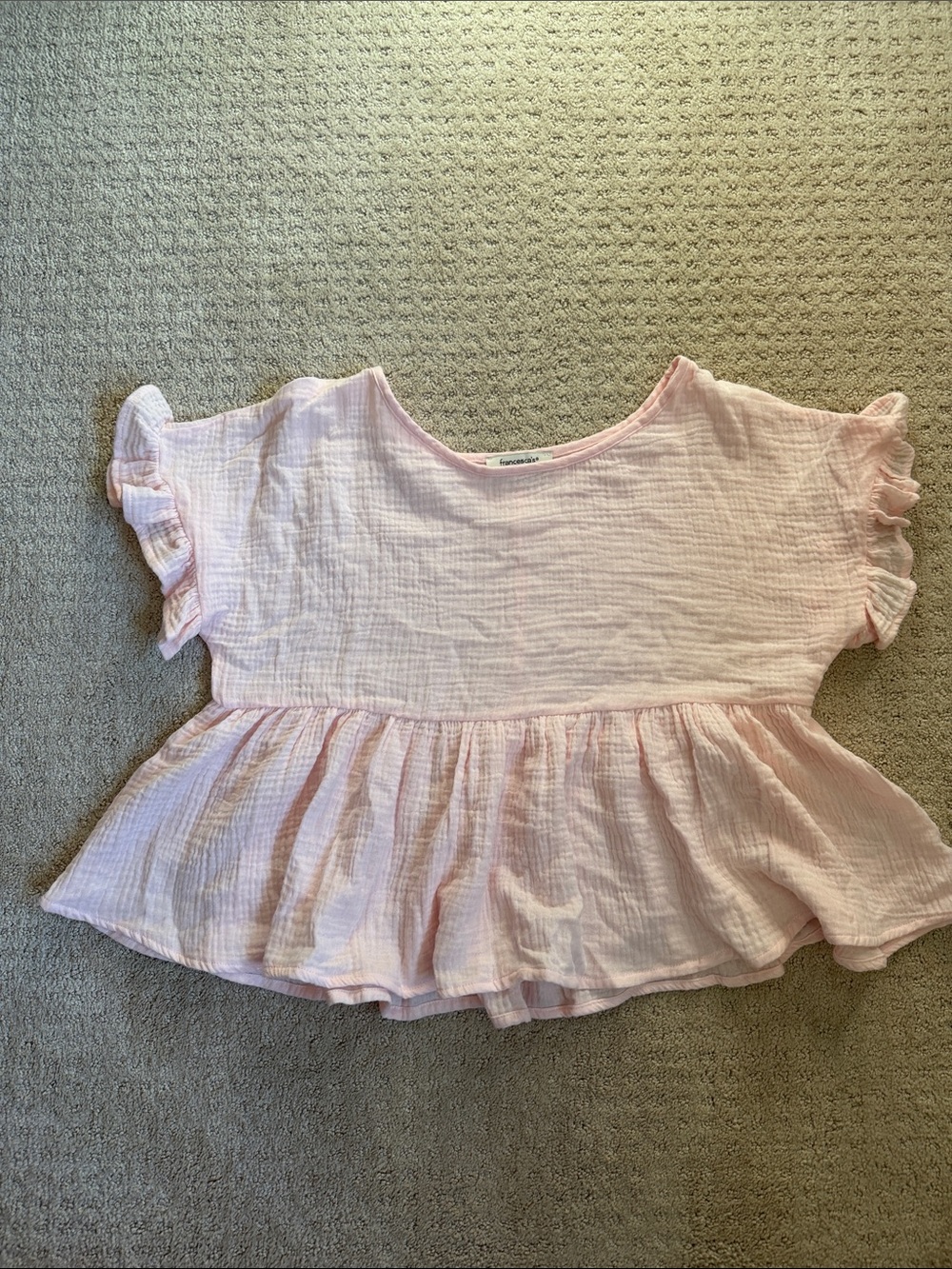 Pink Gauze Peplum Top - Lightweight Ruffle Sleeve Shirt